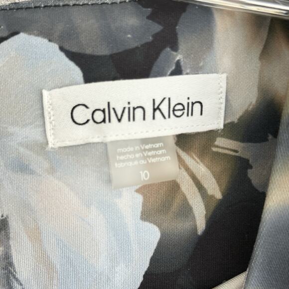 Calvin Klein Dress Women Size 10 Floral Scuba Cap-Sleeve Sheath Silhouette Zip - Picture 5 of 9